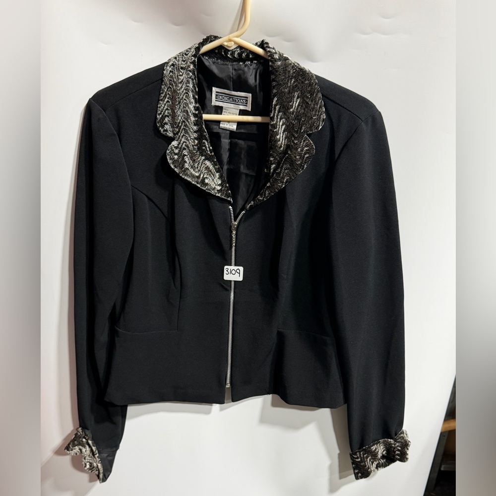 #3109-Chic Black Blazer with Silver Accents